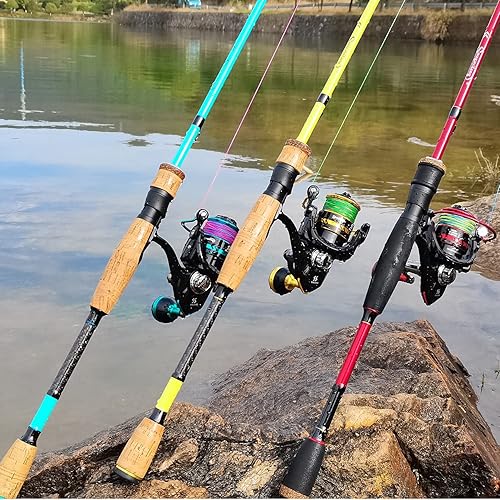 Miniatura 7 de Sougayilang Fishing Rod and Reel Combo, Stainless Steel Guides Fishing Pole with Spinning Reel Combo for Saltwater and Freshwater Azul - M/MH Twin