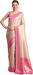 Women's Kanjivaram Silk Mesmerizing Saree for Every Celebrations Comes With Unstitched Blouse Piece - 71% OFF Deal at ₹1,699 on Amazon | Valzo