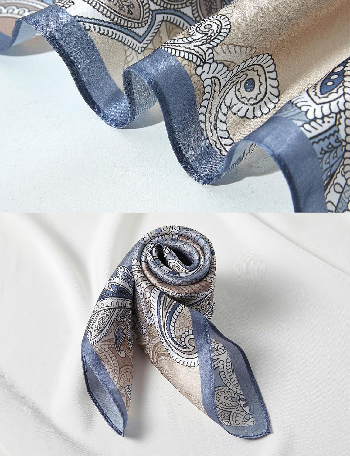 100% Mulberry Silk Neck Scarf 21''x21'' Small Square Hair Scarf for Women Men Lightweight Bandana Envelope Package - Image 3