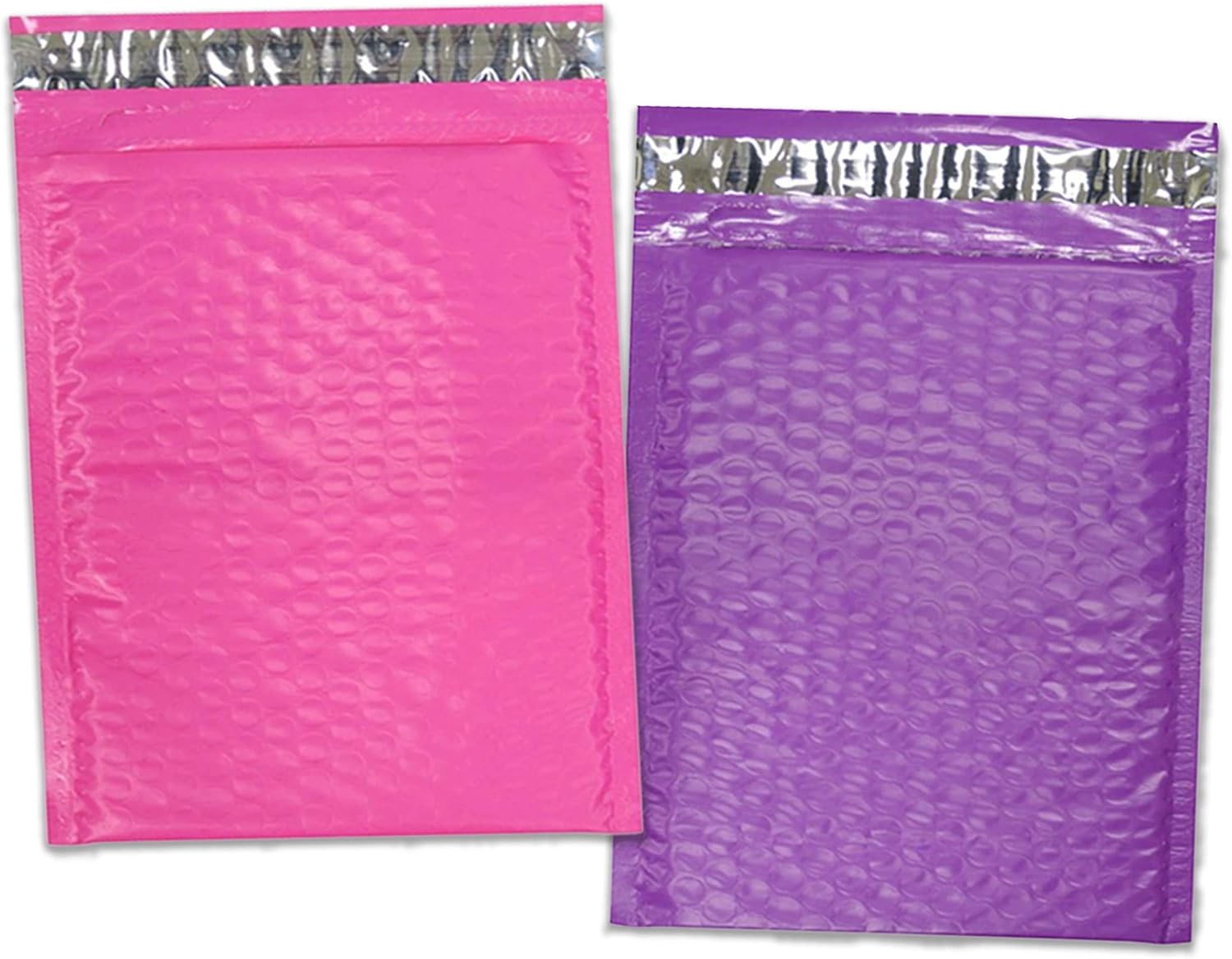 30 Pack 4x8, 6x10", 8x12, 10x15 Inch Hot Pink, Yellow, Purple Assorted Combo Padded Colored Poly Bubble Mailers, Self Seal Mailing Shipping Envelope Bags