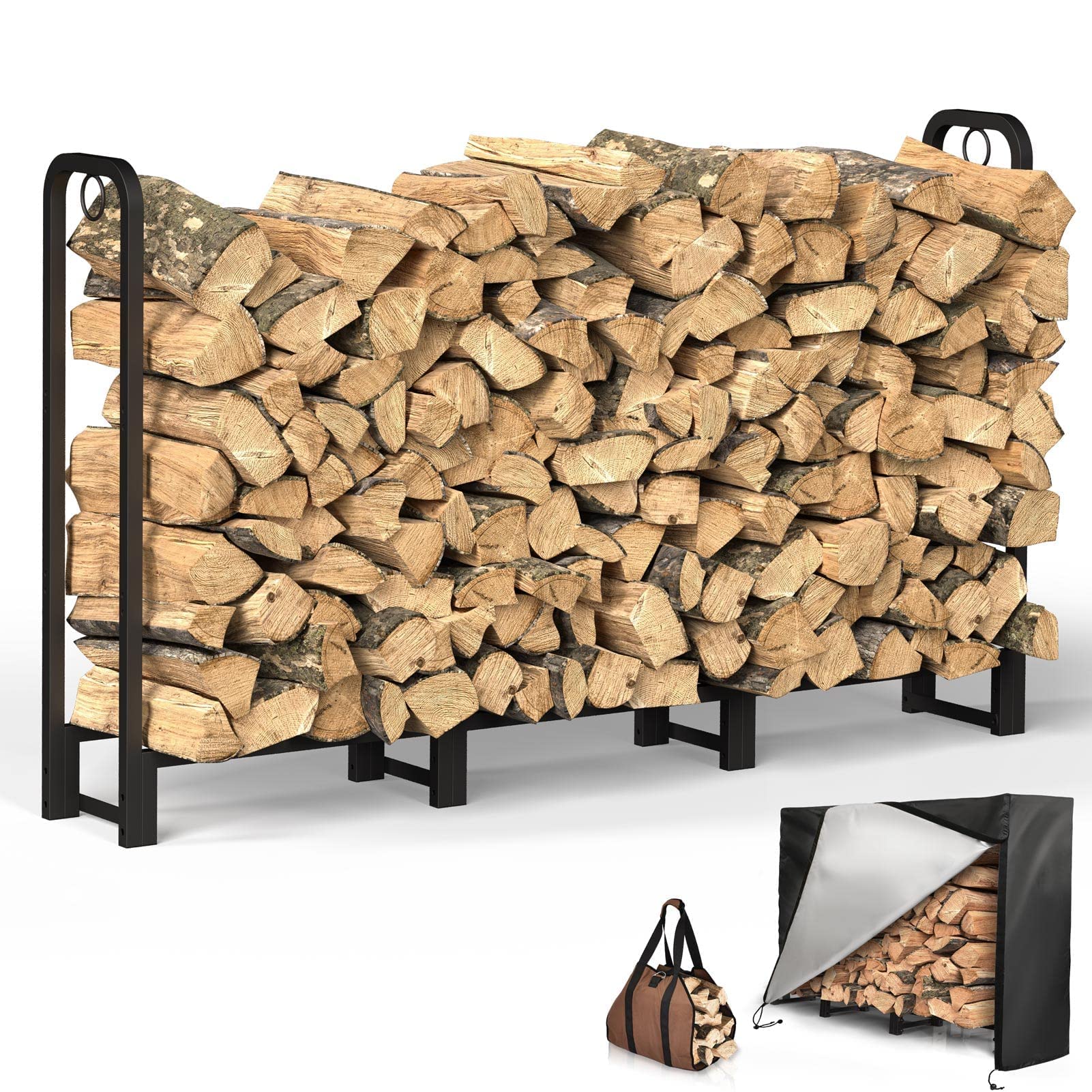 Buy SunyesH Firewood Rack Outdoor 40in with Waterproof Cover Heavy Duty Log Rack Indoor Holder