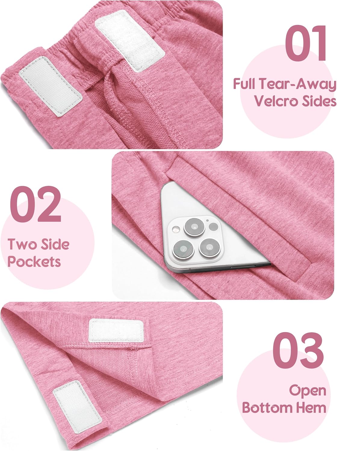 Deyeek Tear Away Pants for Women Side Full Open Sweatpants Loose Fit Casual Post Surgery Adaptive Clothing with Pockets - Image 6