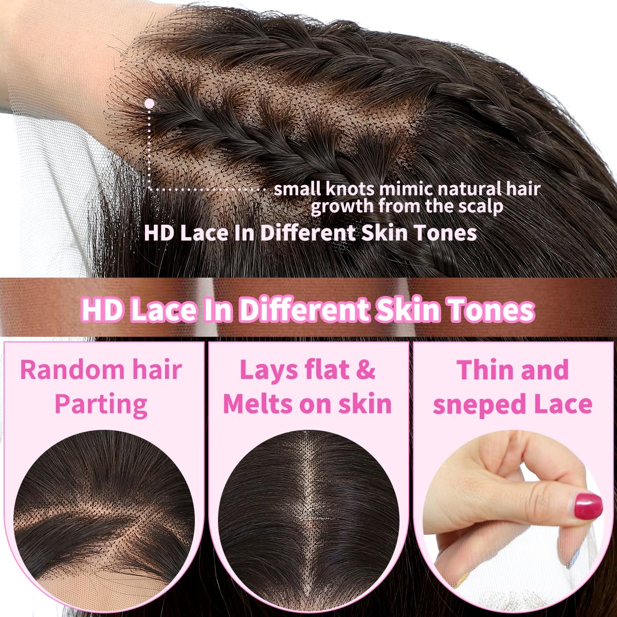 Synthetic Lace Front Wigs Pre Plucked 13x4 HD Lace 100% Futura Premium Highlight Brown Mix Black 26 Inch Long Layered Straight Wigs For Women Ready to Wear Wig With Bangs Beginner Friendly