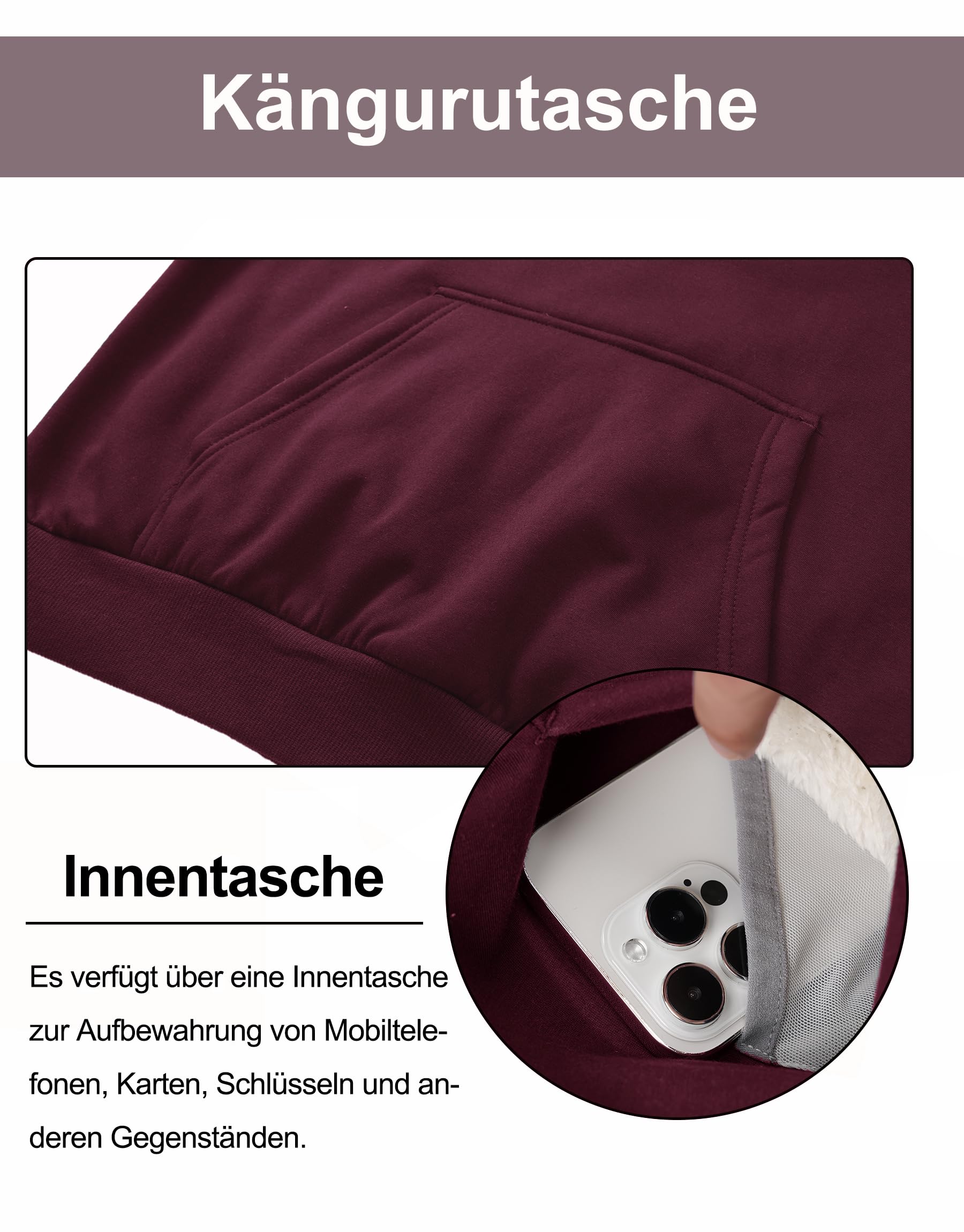 Cavva Herren Dickes Hoodie Thermo Gefüttert Baumwolle Warm Kapuzenpullover | Dicker Stoff, Fleecegefüttert, große Taschen, verstellbare Kapuze, winddichte WinterJacke, Outdoor