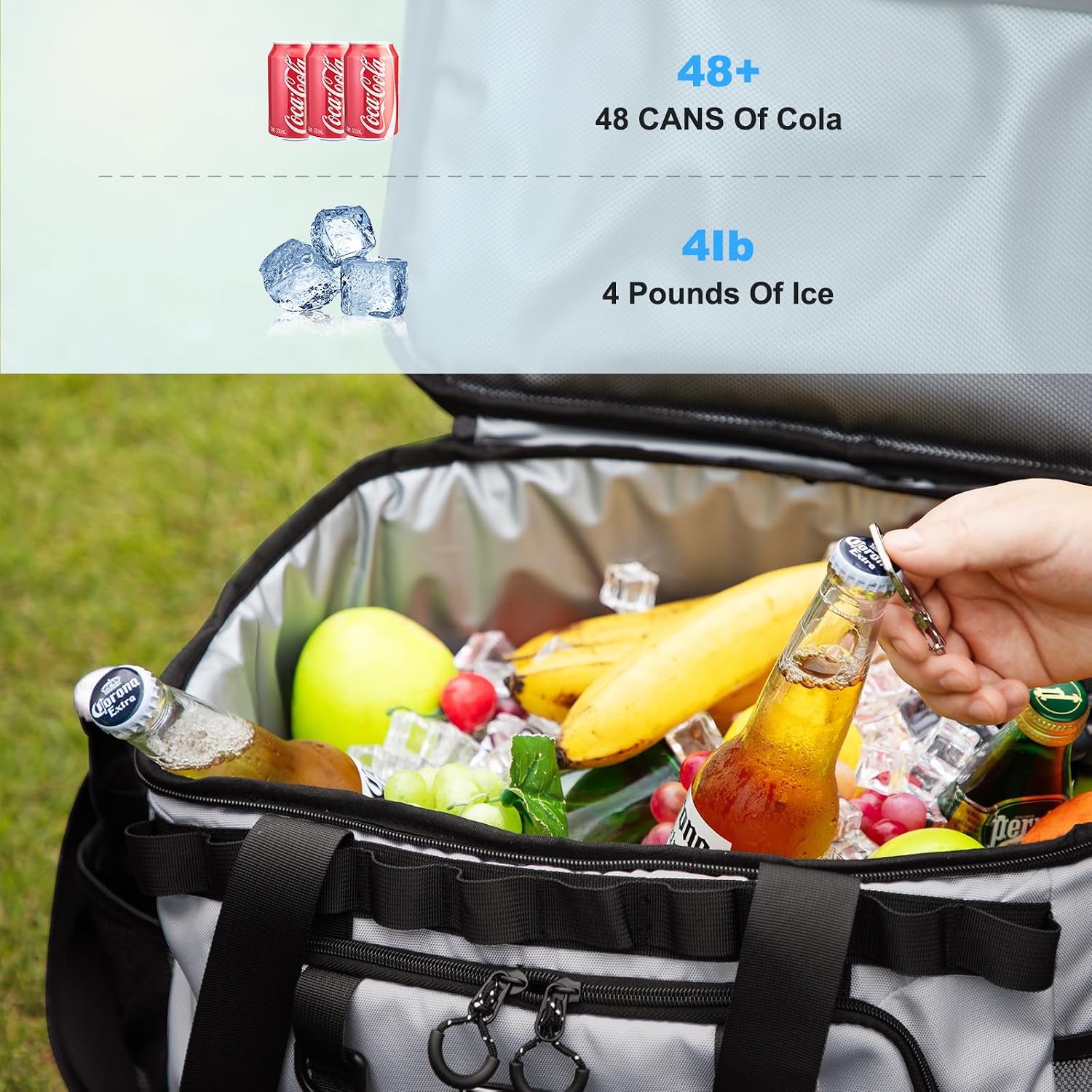 Soft Travel Coolers Bags Insulated Cooling 16hour for Camping Hiking Beach Travel Soft Sided Insulated Cooler Bag 20/48Cans for Women Men