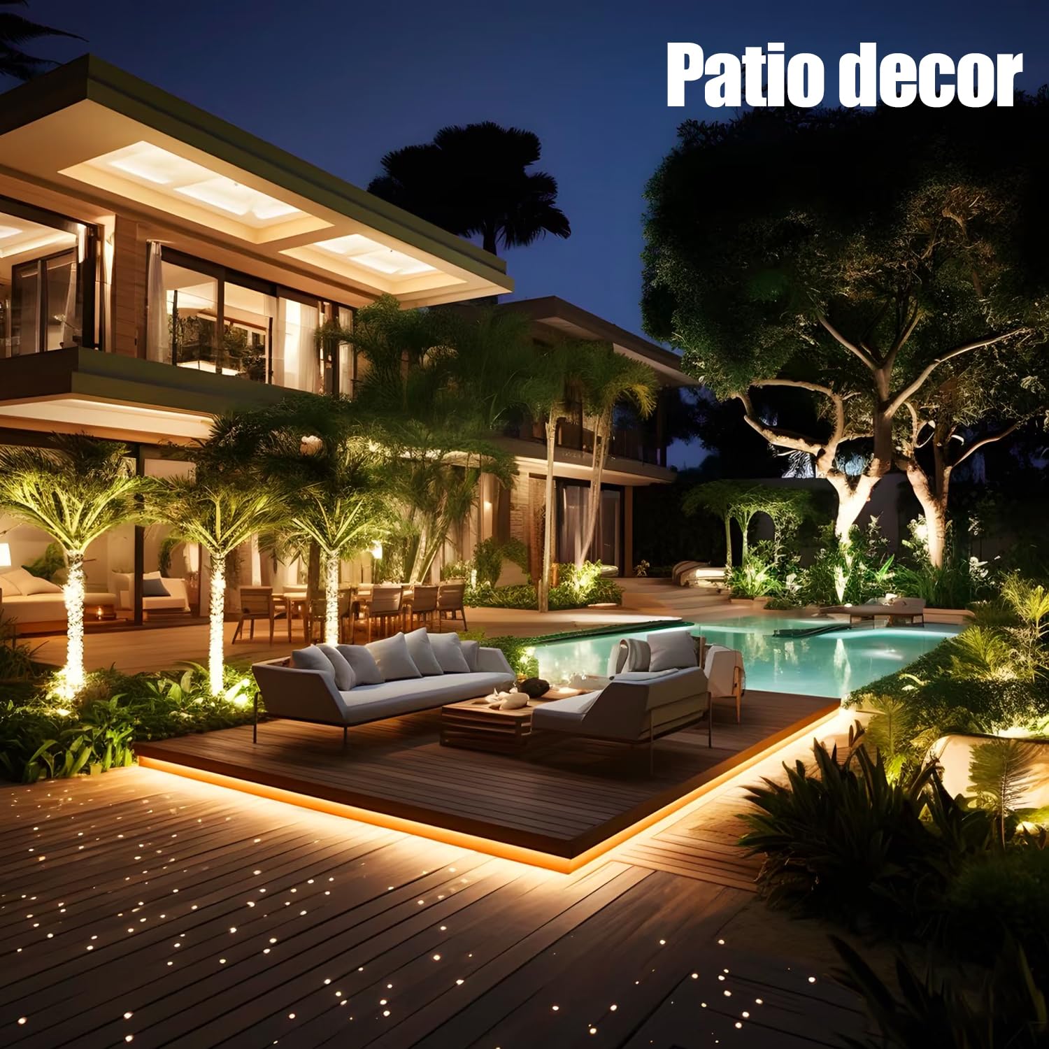 Guirnalda de luces solares para exteriores, 33 pies, 100 luces LED para exteriores, 8 modos, luces solares de hadas blancas cálidas para patio, valla, fiesta, jardín, patio, hogar, árbol de