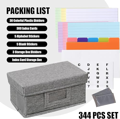 Miniatura 2 de Qozary Tarjetero de índice de 3 x 5  Caja de tarjetas de índice con divisores, funda organizadora de tarjetas de índice, soporte plegable para