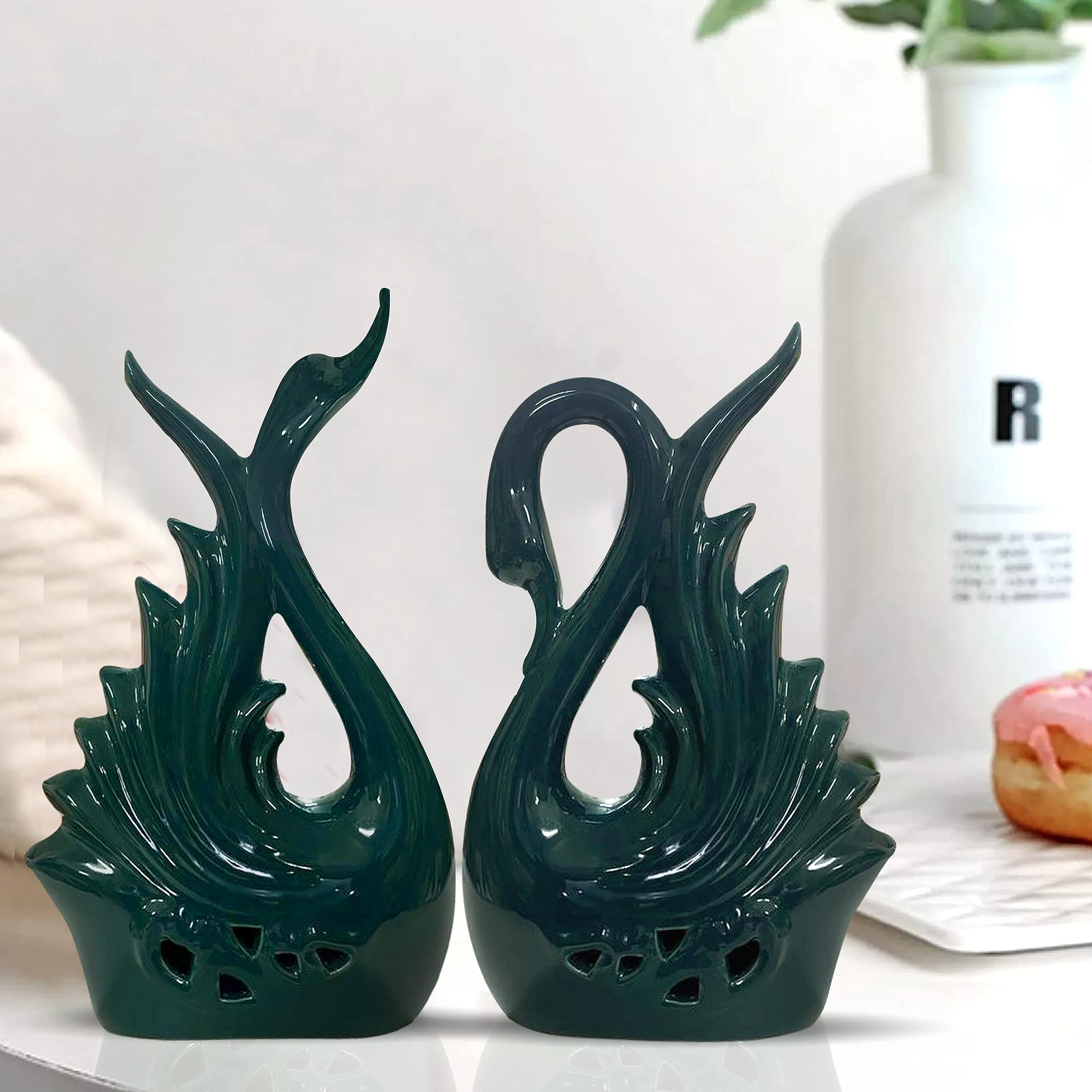 Elegant Swan Ceramic Figurines - Home Decor -3 Elegant Swan Ceramic Figurines - Home Decor -3