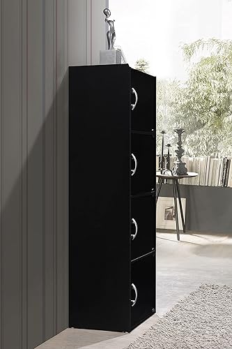 Miniatura 4 de Hodedah Import - Estante con 4 compartimientos Material Reciclado Negro