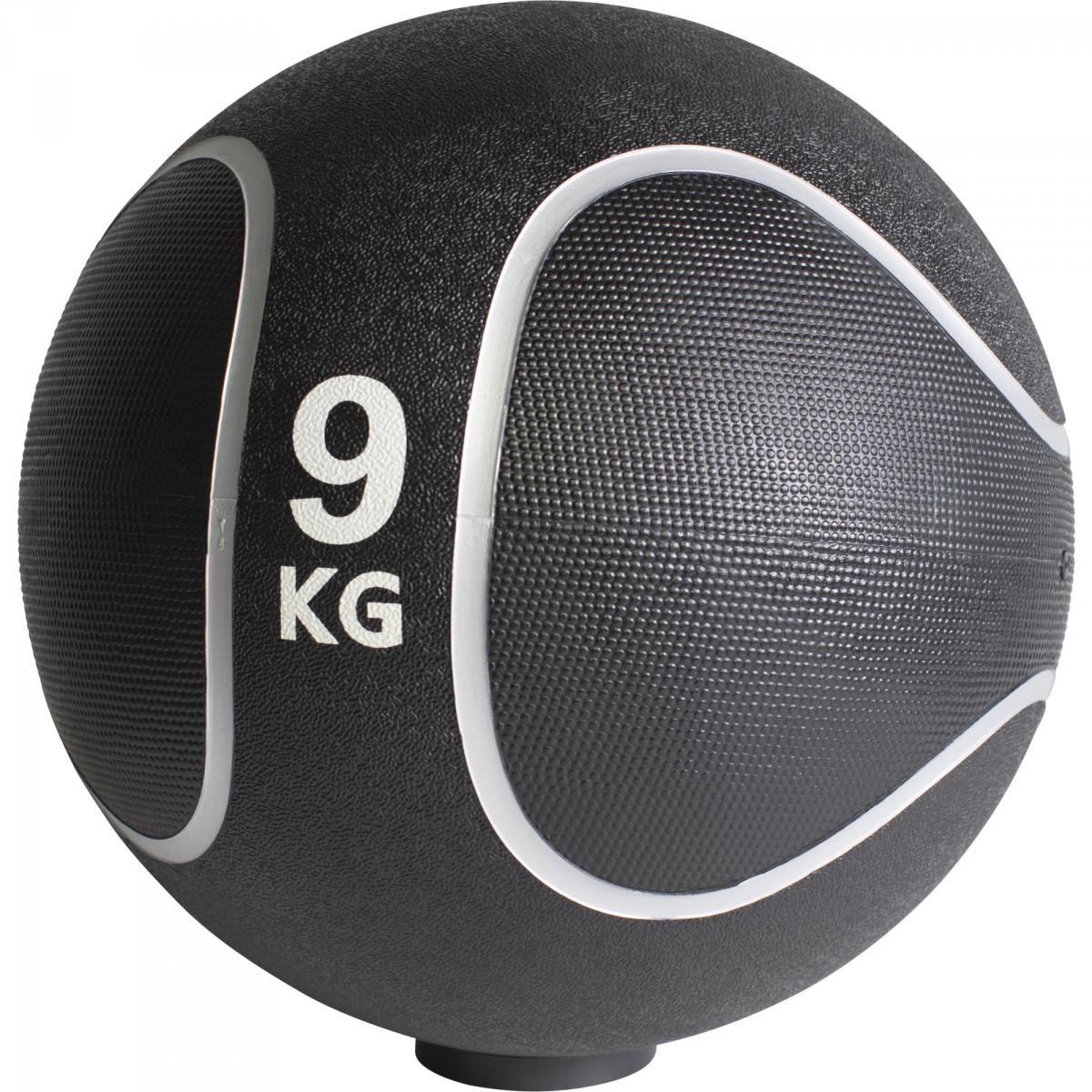 Gorilla Sports – Balón Medicinal de Goma 1 – 10 kg – Pelota de Fitness en 10 Color y Peso Variantes Negro/Plata, 100959-00048-0015, 9 KG