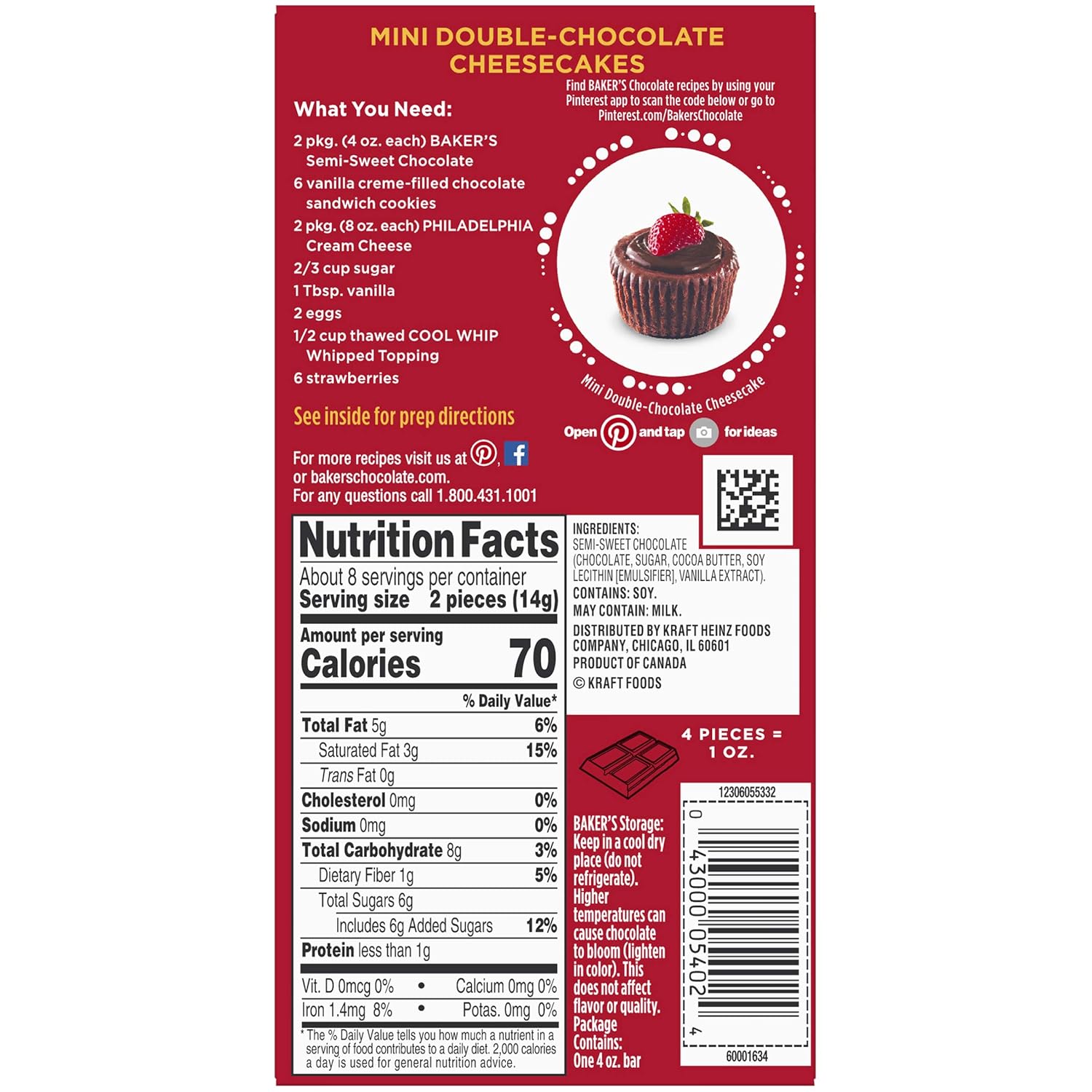 Baker's Premium Semi-Sweet Chocolate Baking Bar (4 oz Boxes, Pack of 12)