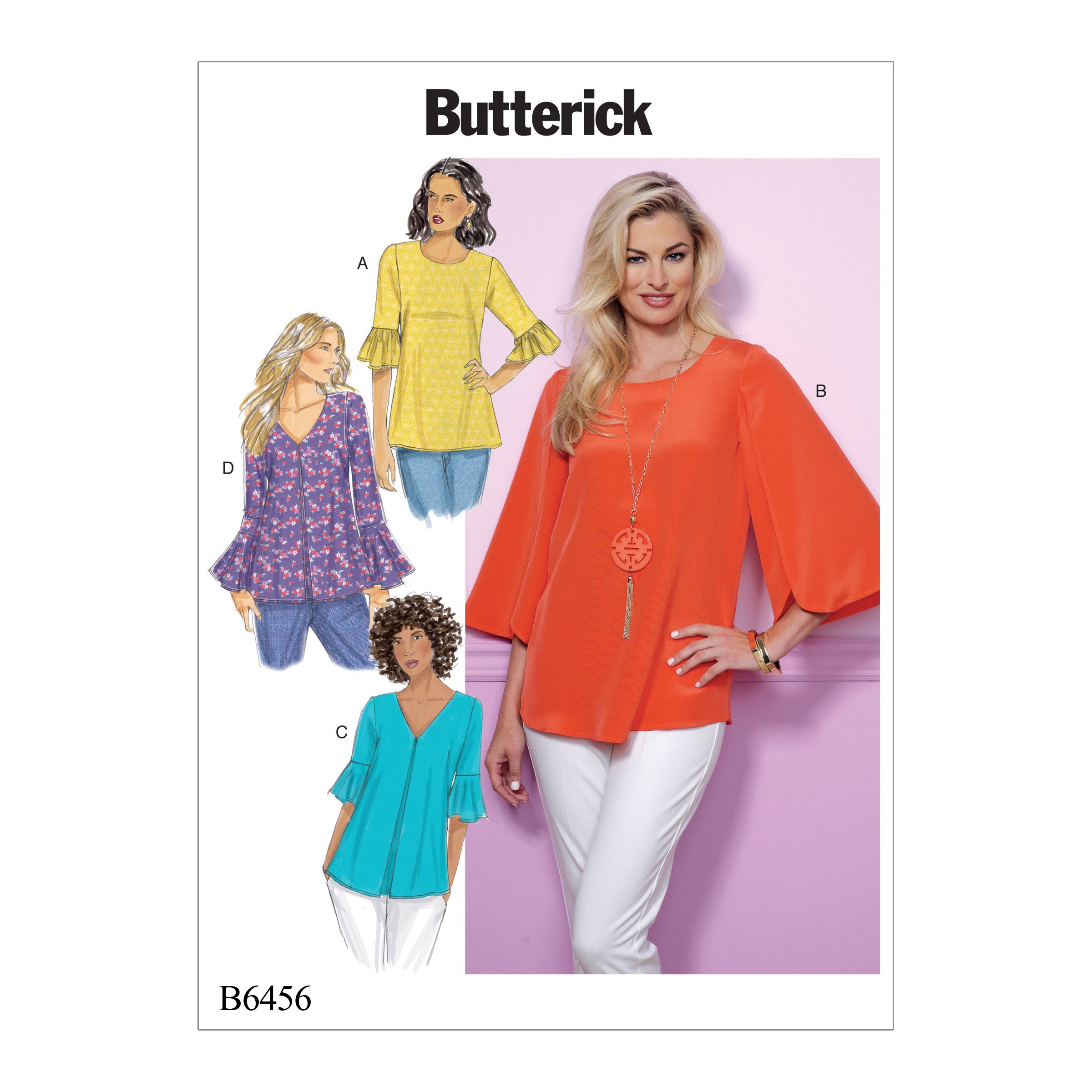 Butterick Patterns 6456 E5,Misses Top,Sizes 14-22, Tissue, Multicoloured, 17 x 0.5 x 22 cm