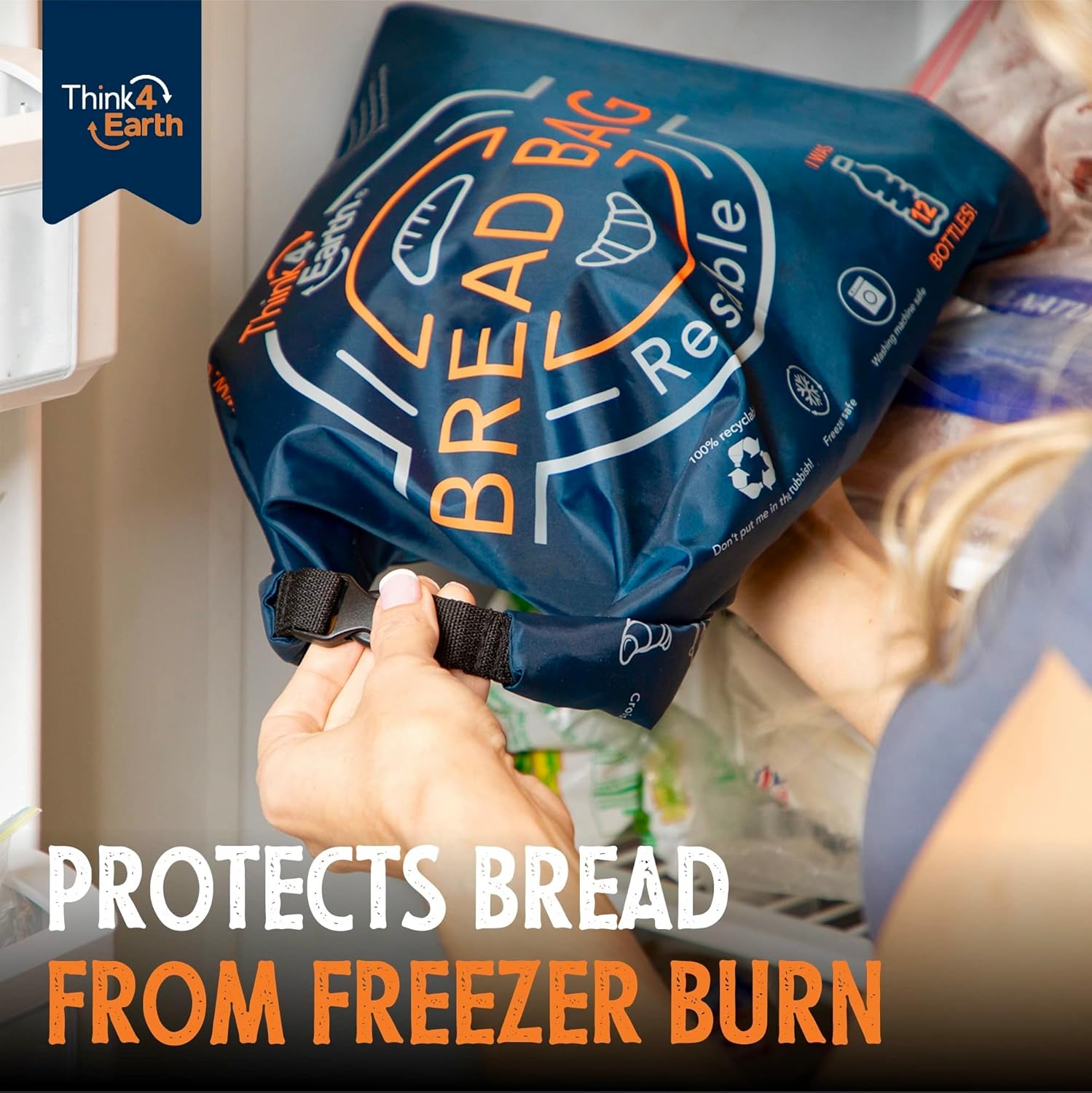 THINK4EARTH® - Large Bread and Baguette Bags (Dark Blue, Bread & Baguette Set)