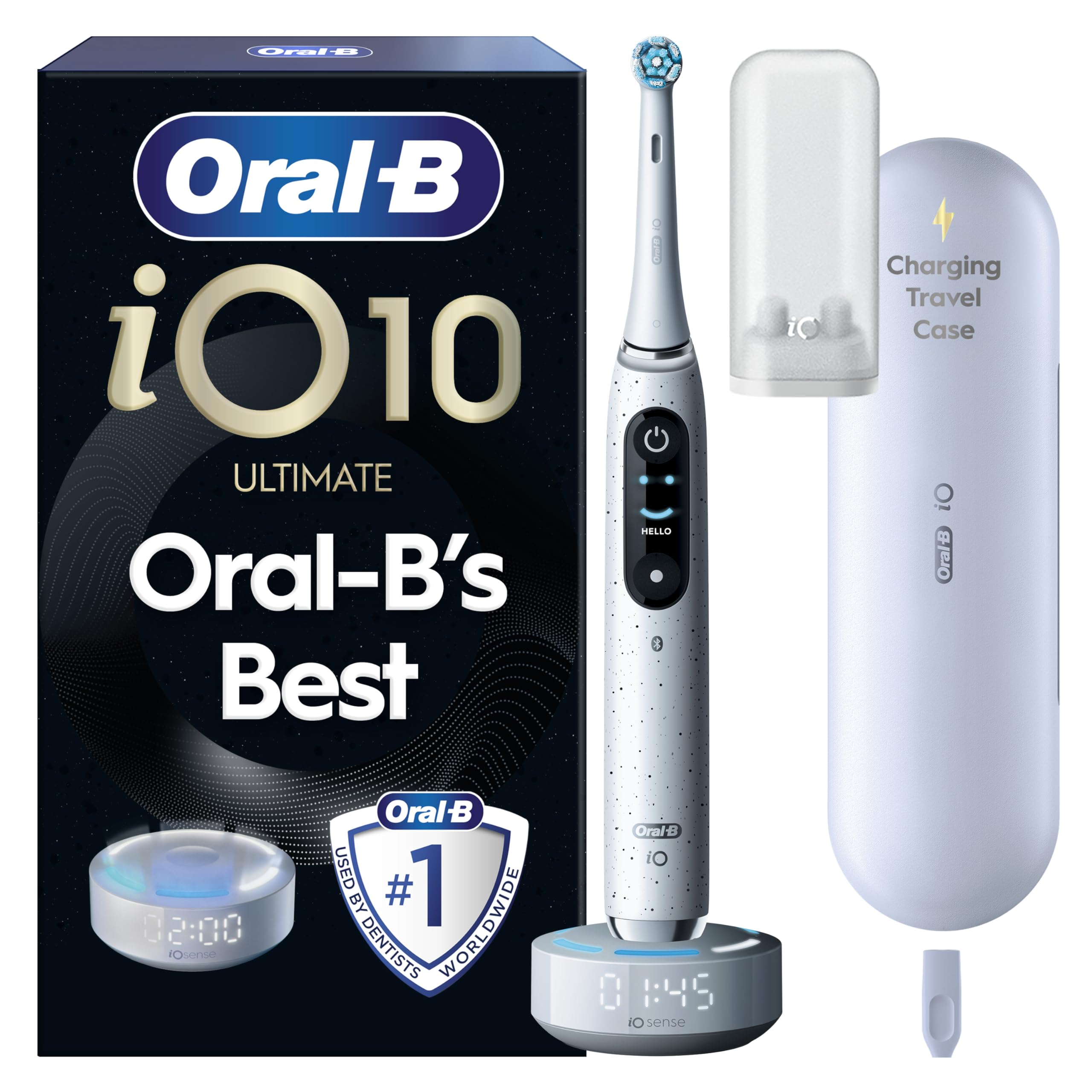 Oral-B iO10 Stardust White Electric Toothbrush + Charging Travel Case, One Colour, Women