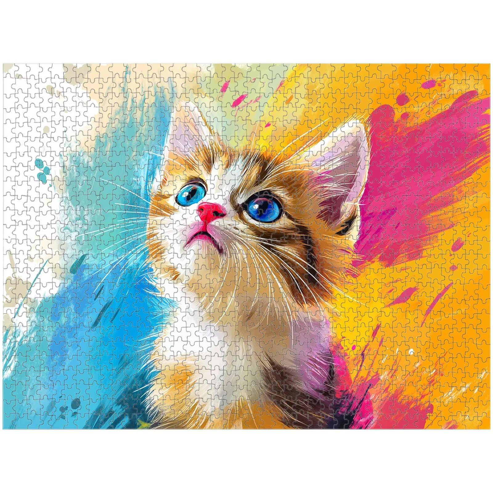 Puzzle 1000 Pezzi - Gatto & Colorato - Puzzle in Legno Durevole 1T#850