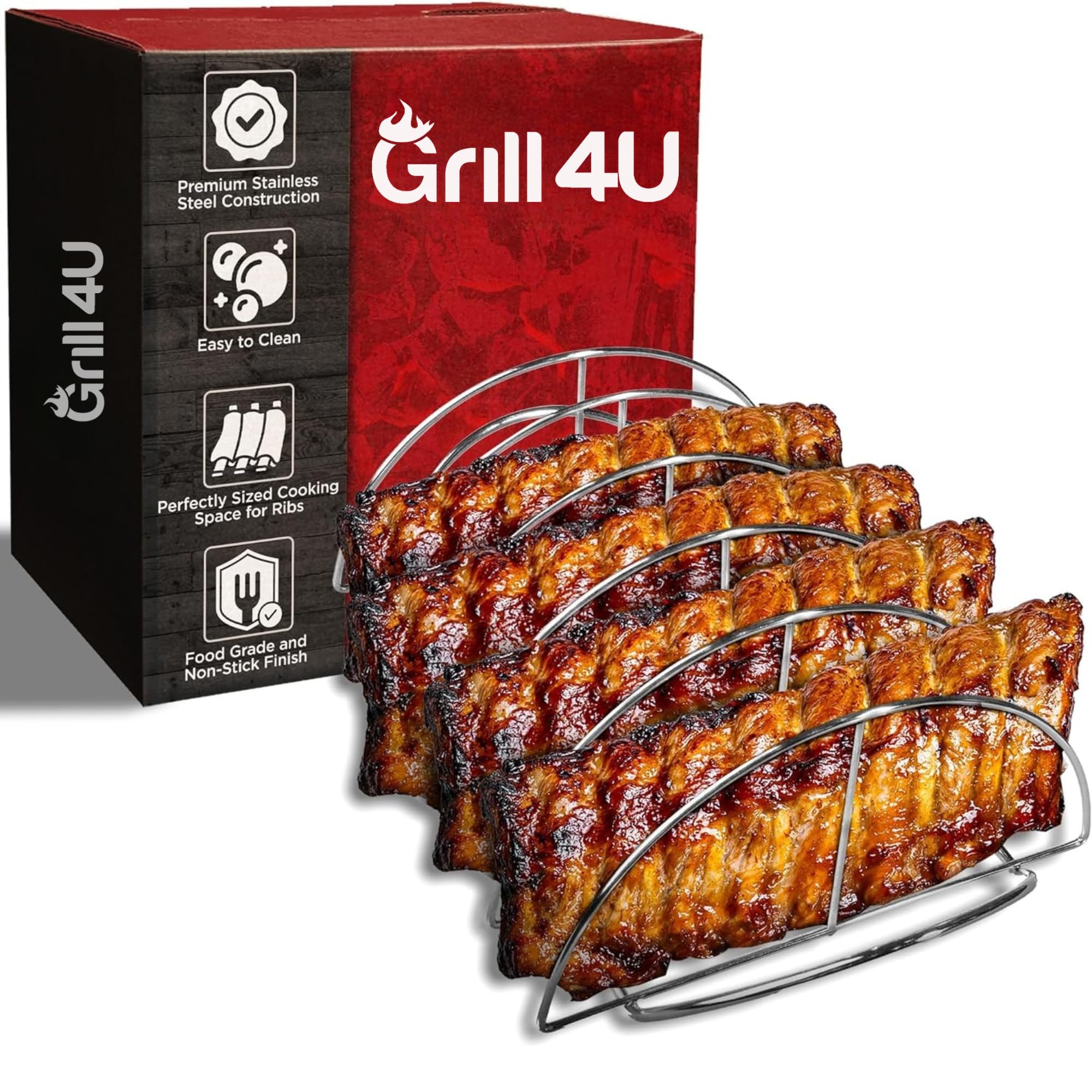 Pork Ribs Pk360 PK Grills Stainless Steel Rib Rack Holds Racks