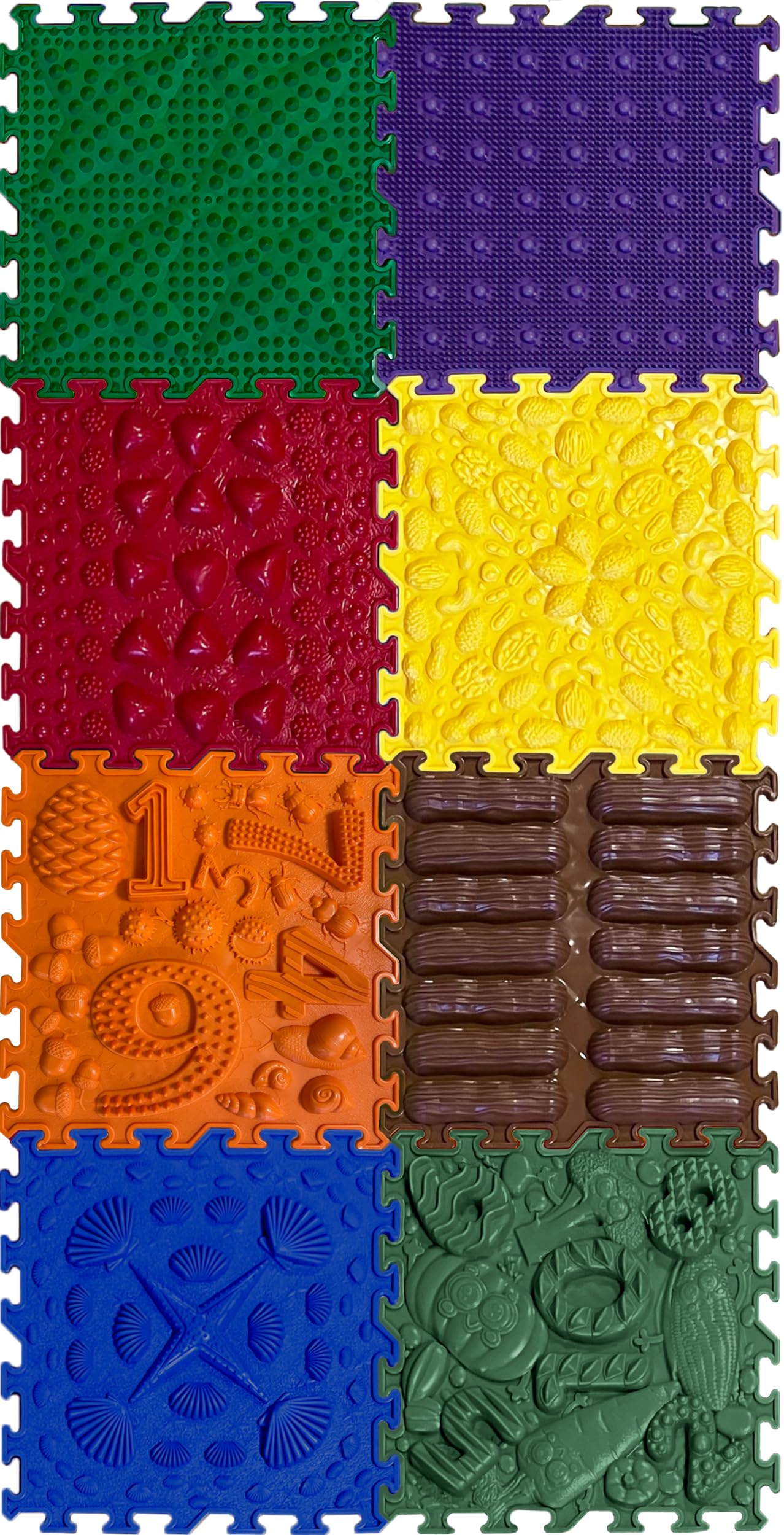 ORTO NATURE Massage Puzzle Floor Mats - Orthopedic Game Mat for Kids, Sensory Play, Interlocking Floor Tiles, Childrens Play Mats, Game Mat Set (Happy Path)