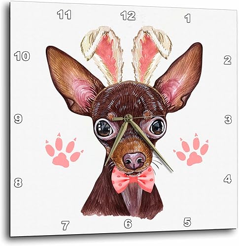 3dRose Cute Little Russian Toy Terrier Dog Dressed Up Like The Easter... - Wall Clocks (dpp-378967-3)