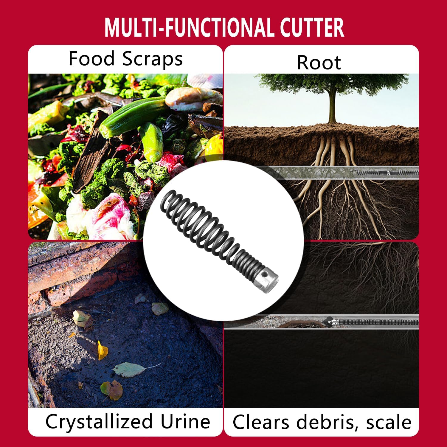 9-Piece Drain Snake Attachment Kit for Heavy-Duty Cables — Professional-Grade Tools for Experts & DIYers. Compatible with K-400,C-4,C-6,C-7,C-8,and C-9 Models. Includes 4 Cutters and 4 Spirals.