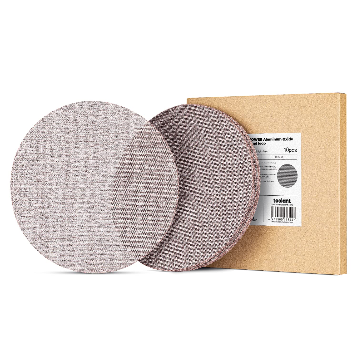 toolant 10pcs 80 Grit Hook and Loop Drywall Sanding Disc