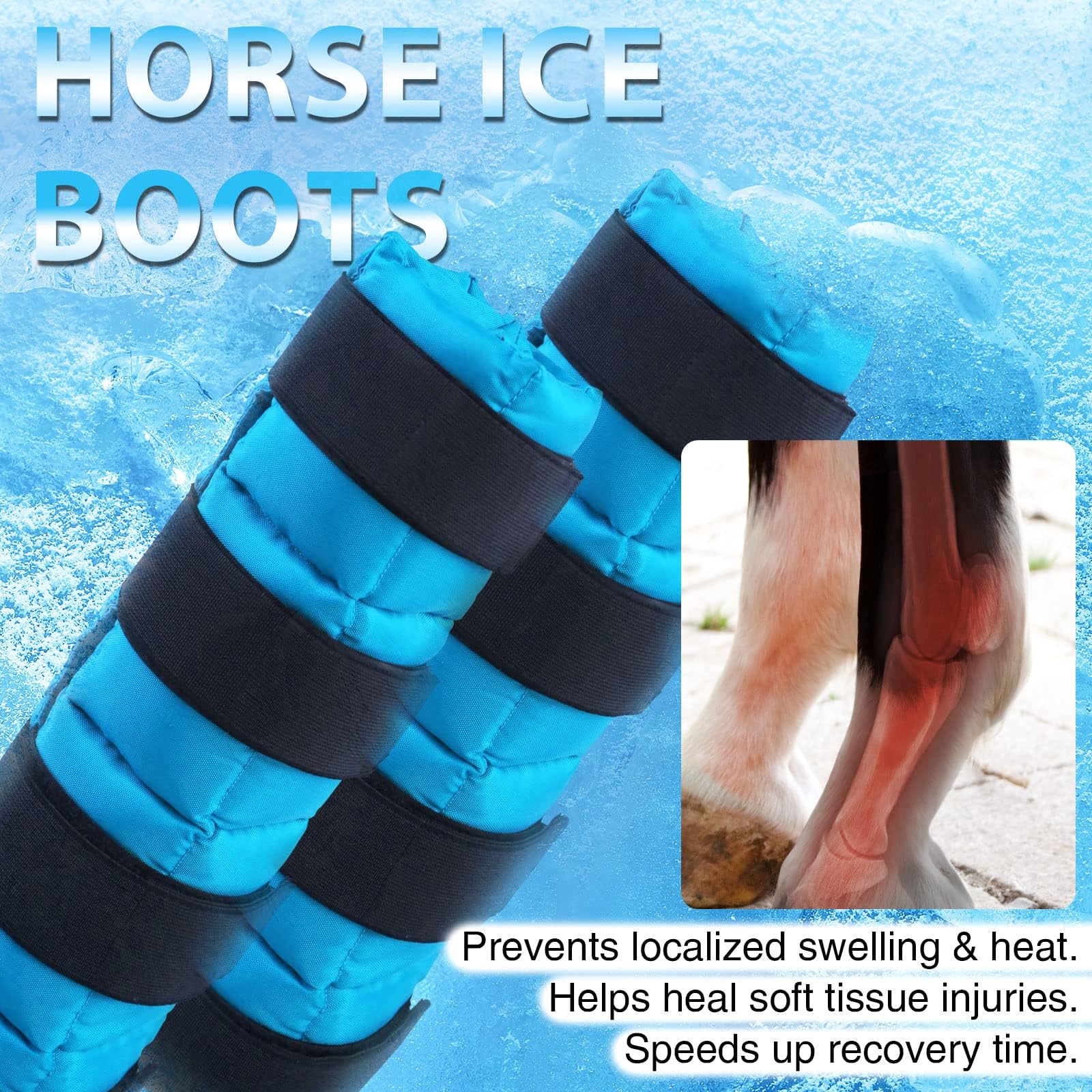 Harrison Howard Botas de hielo para caballo vendidas en pares, color azul