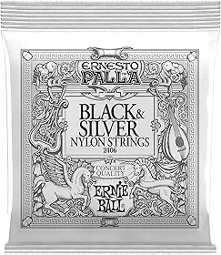 ENCORDEAMENTO P/VIOLAO CLASSICO ERNESTO PALLA BLACK AND SILVER NYLON TENSAO MEDIA P02406 ERNIE BALL