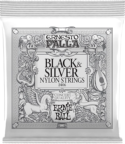 ENCORDEAMENTO P/VIOLAO CLASSICO ERNESTO PALLA BLACK AND SILVER NYLON TENSAO MEDIA P02406 ERNIE BALL