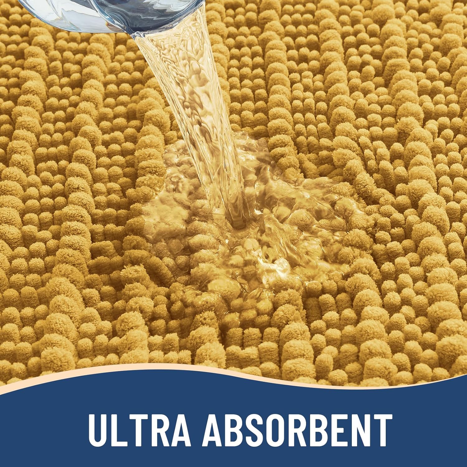 Arotive Luxury Bathroom Rugs 30x20, Extra Soft Thick Absorbent Shaggy Chenille Bath Rugs, Non-Slip Machine Wash Dry, Bath Mats for Bathroom Floor, Tub and Shower, Home Decor Accessories, Golden Yellow
