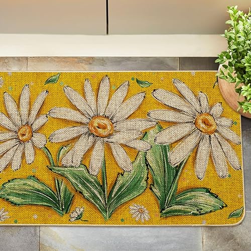 Miniatura 7 de Artoid Mode Tapete de primavera con margaritas y flores amarillas, decoración del hogar de verano de temporada, tapete de bajo perfil, tapete para