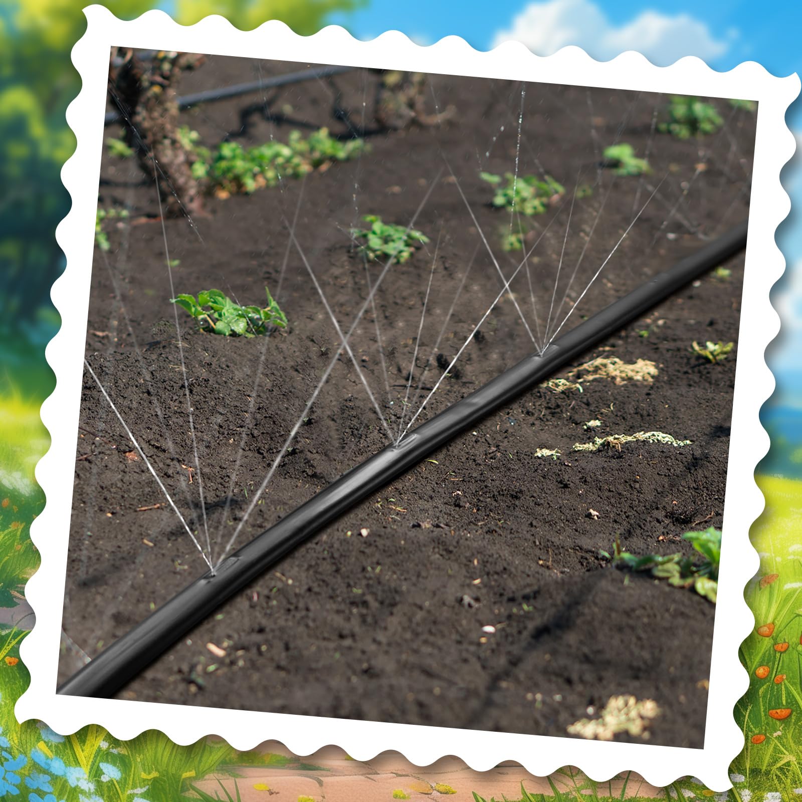 Tubo de riego por goteo de 5/8 pulgadas, cinta de riego de 6 pulgadas, línea de goteo de 0.46 GPH, sistema de riego de cinta de goteo de 15 mil para riego de jardín, patio, manguera de riego