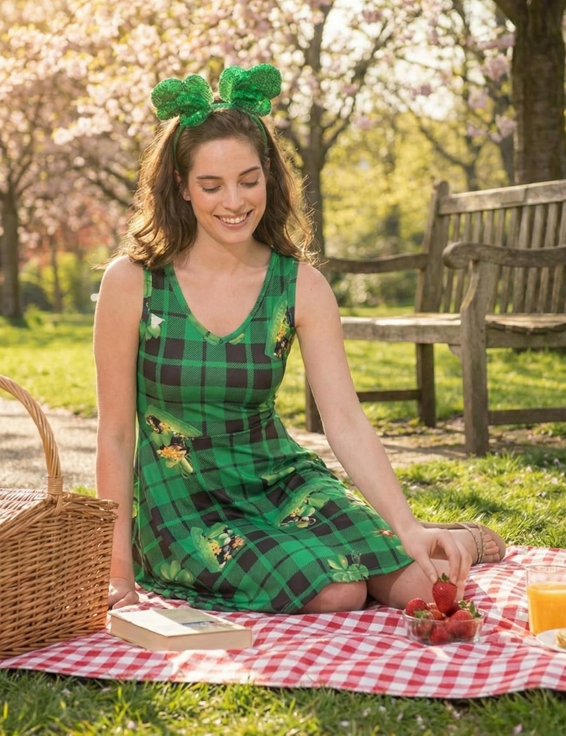 Womens St Patricks Day Dress Sleeveless V Neck Fit and Flare Short Casual Summer Tank Sundress - Image 5