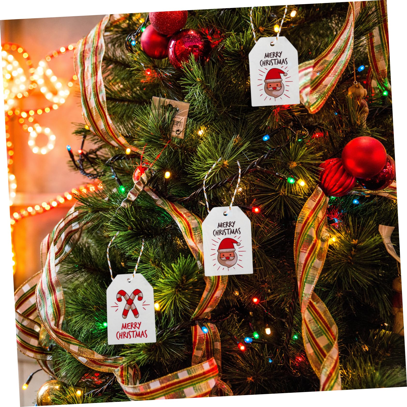 FRCOLOR 900stücke Weihnachtsaufkleber Mit Schnur Festliche Papieranhänger Für -projekte Und Weihnachtsbaumdekoration Bunte Designs Weihnachtsmann Und Zuckerstange