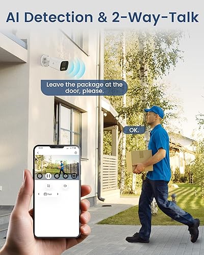 Miniatura 3 de Cámara de seguridad adicional PoE de 5MP, cámara CCTV con cable para interiores y exteriores con detección de humanos/vehículos, visión nocturna a