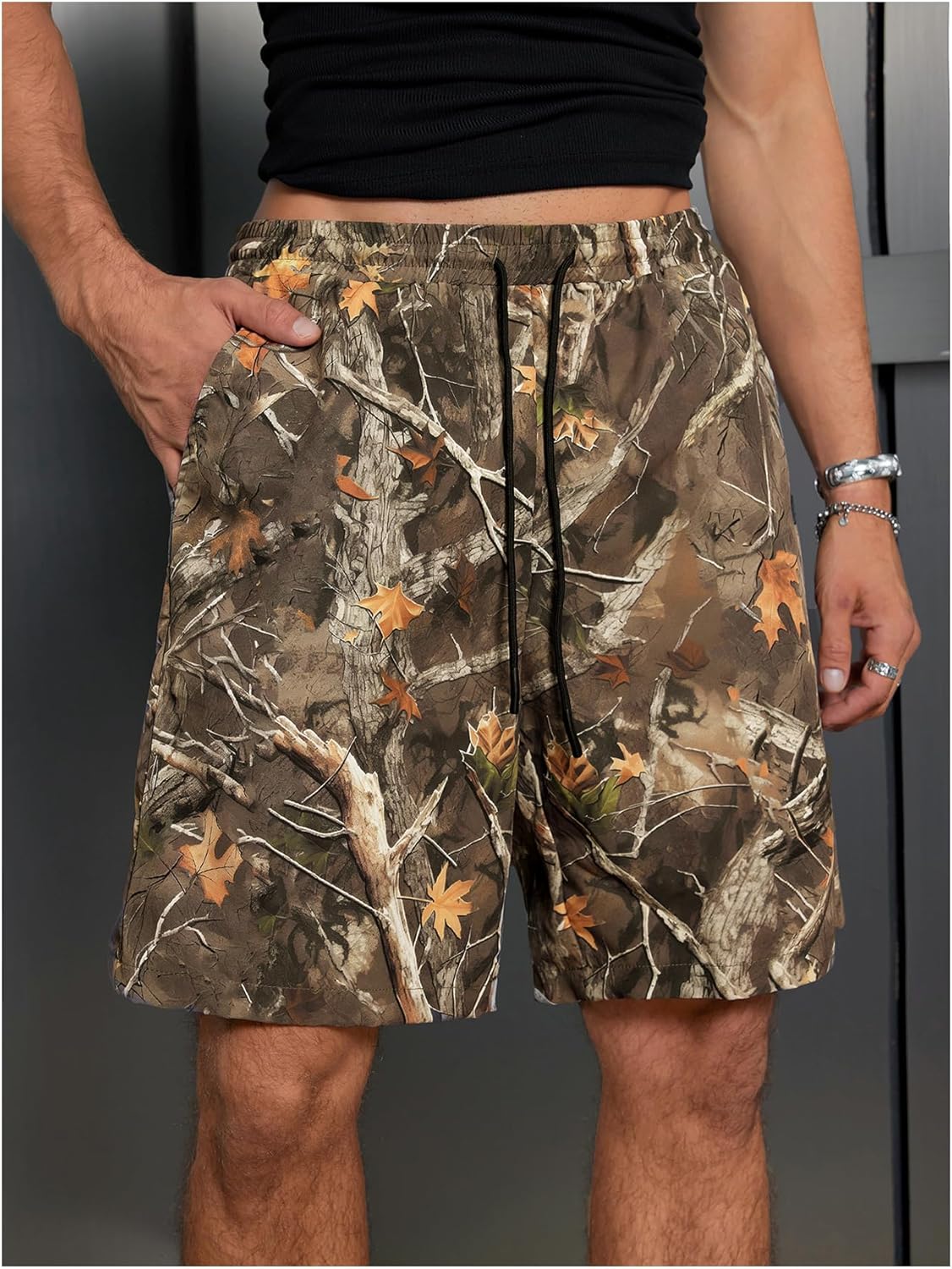 Men's Camo Shorts Y2K Letter Graphic SweatShorts Drippy Streetwear Shorts - Image 3
