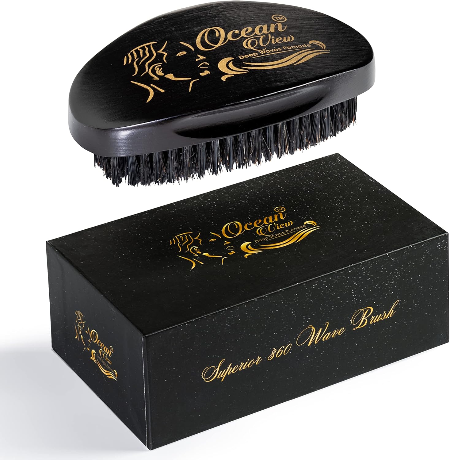 Ocean View Deep Waves Pomade Wave Brush for Men, 360 Waves Hair Brush