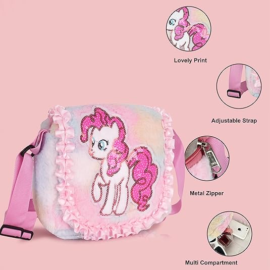 Beautiful Unicorn Bag for Girls Plush Toy Sling Bag for Kids Girls Mini Handbag Cross Body Kids Bags