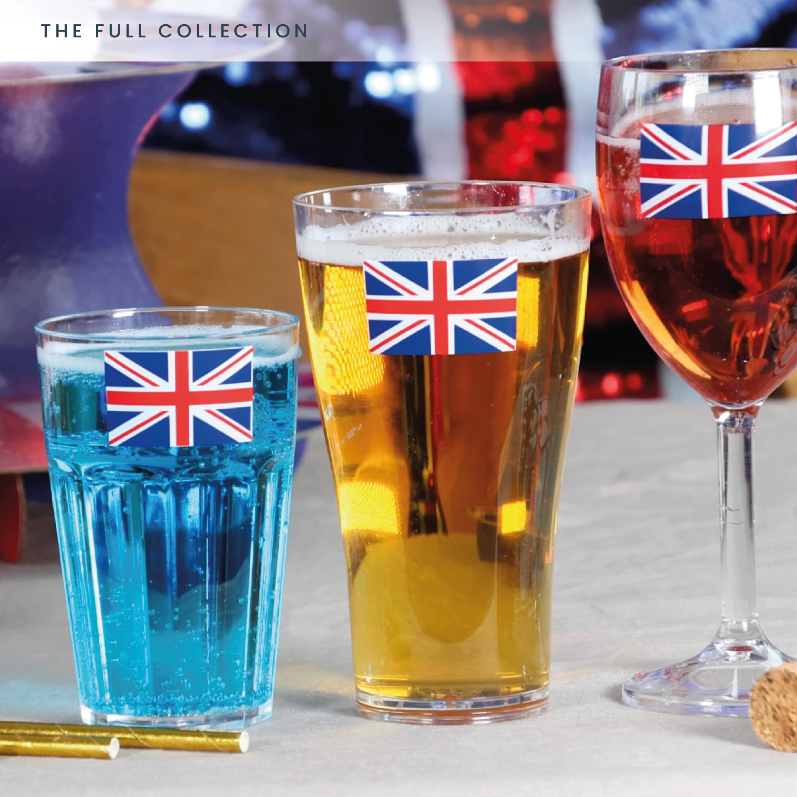 I LOVE FANCY DRESS Lot de 12 verres à pinte en plastique réutilisables avec motif drapeau du Royaume-Uni - 568 ml
