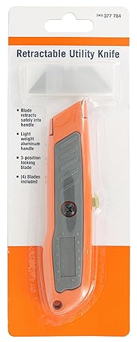 Miniatura 5 de HDX 60037 Cuchillo utilitario retráctil de 3 posiciones (cuchillo individual, 4 cuchillas reversibles incluidas)