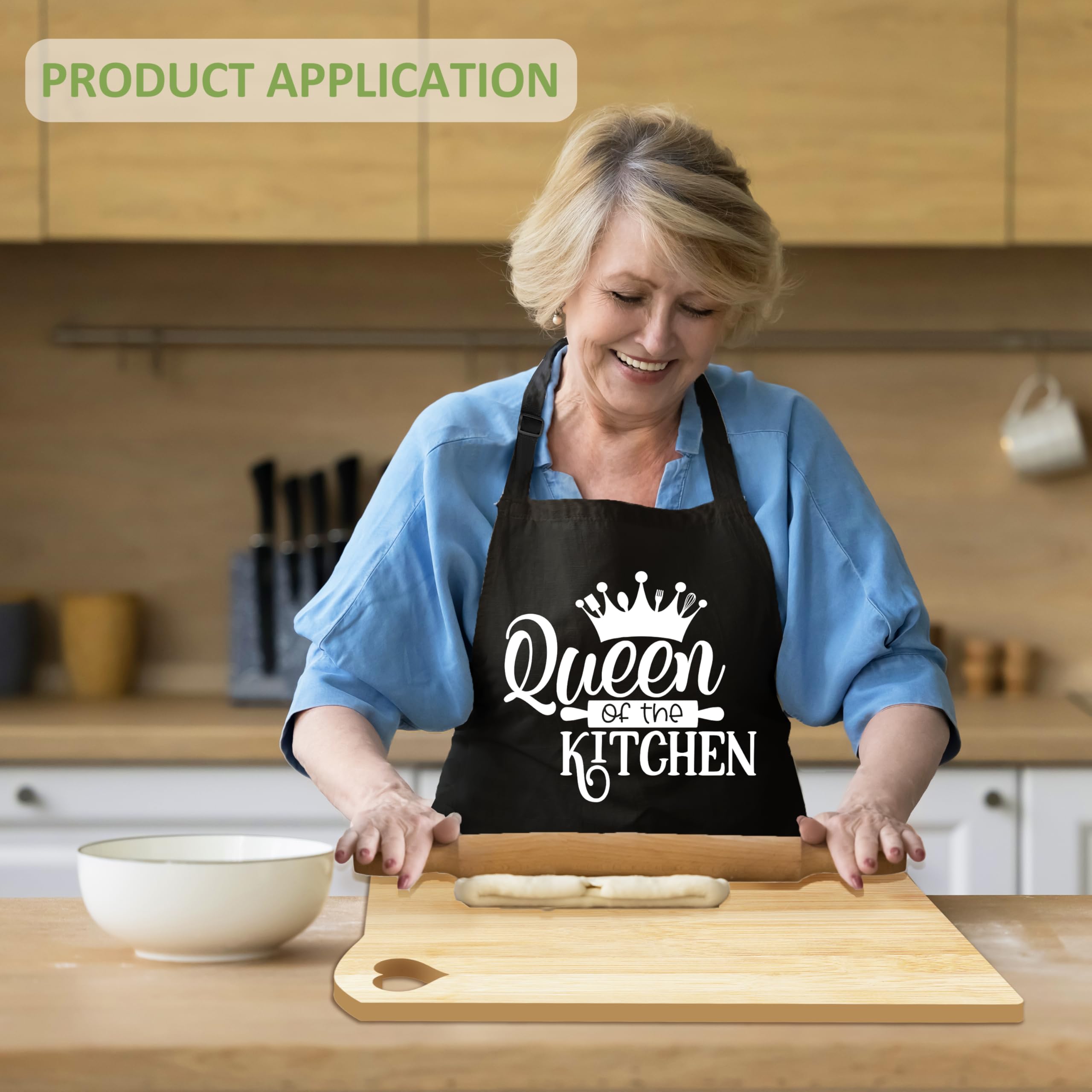 Meme Gifts, Gift for Meme for Grandma Mothers Day Wooden Cutting Board with Cooking Utensils Set with Apron from Grandkids Kitchen Set