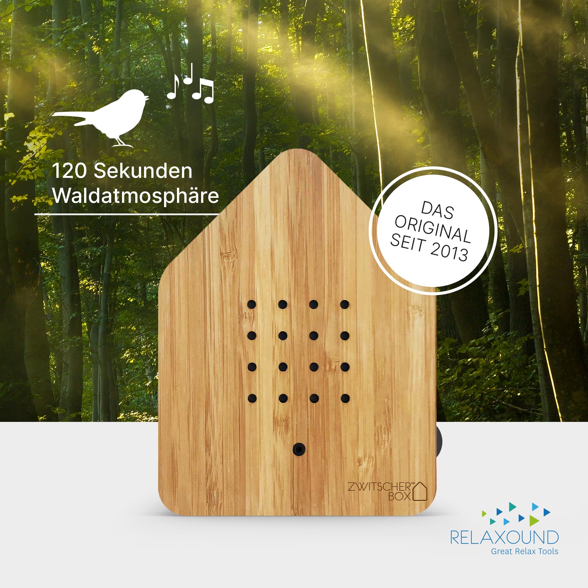 Relaxound Zwitscherbox Wood The Original Solid Wood Front