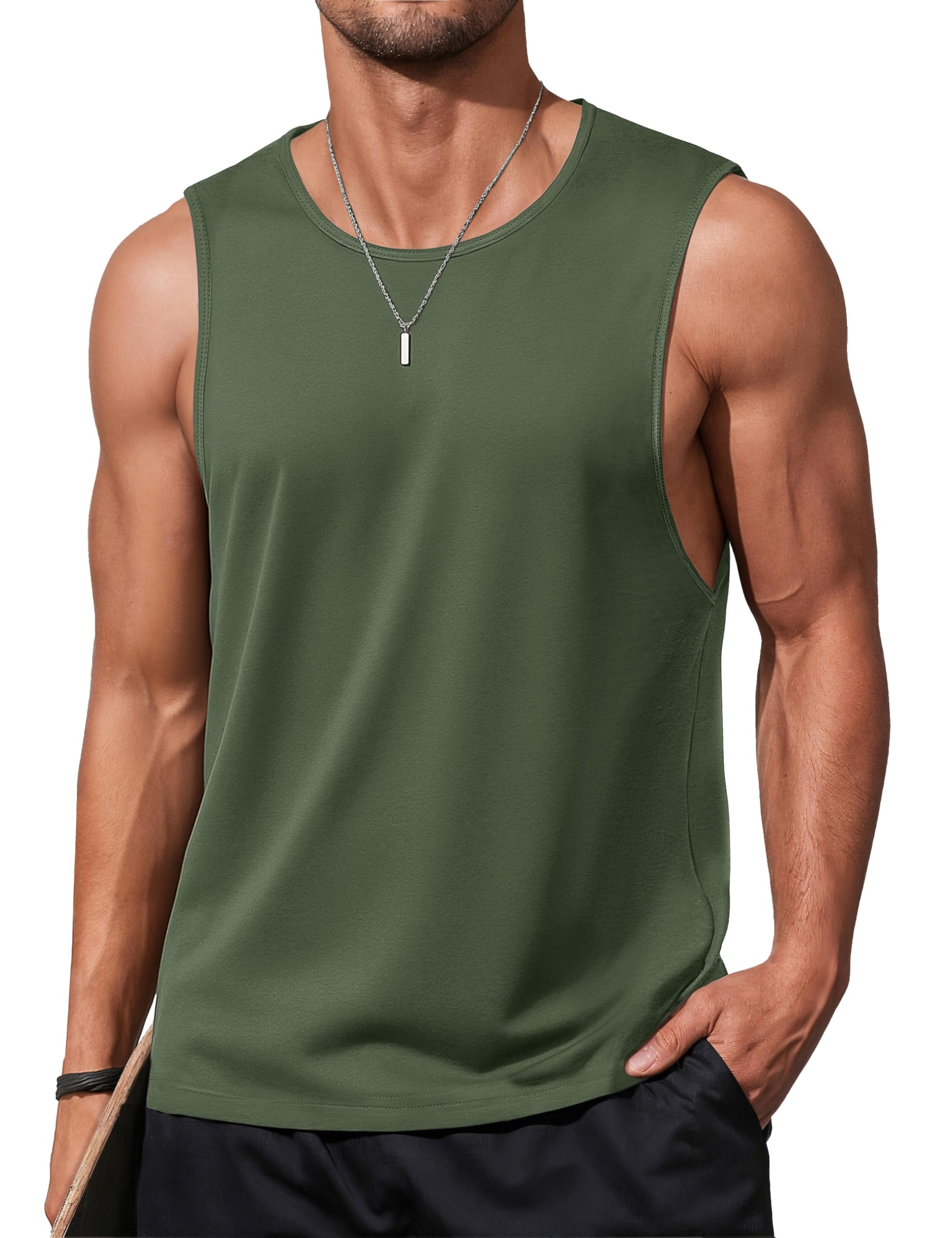 MAGCOMSEN Men's Tank Tops Workout Gym Sleeveless Shirts Moisture Wicking Breathable Muscle Shirt Casual Summer Tanks