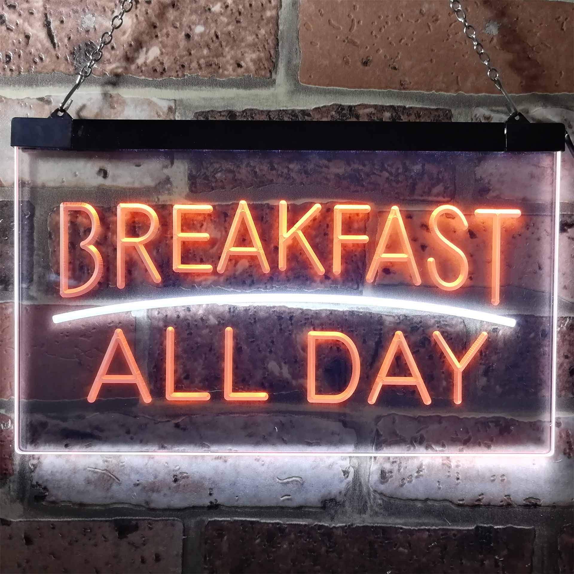 ADVPRO Breakfast All Day Open Restaurant Café Dual Color LED Barlicht Neonlicht Lichtwerbung Neon Sign Weiß & Orange 300 x 210mm st6s32-i0311-wo