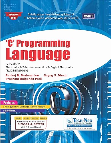 C Programming Language For MSBTE Diploma Sem 2 Electronics
