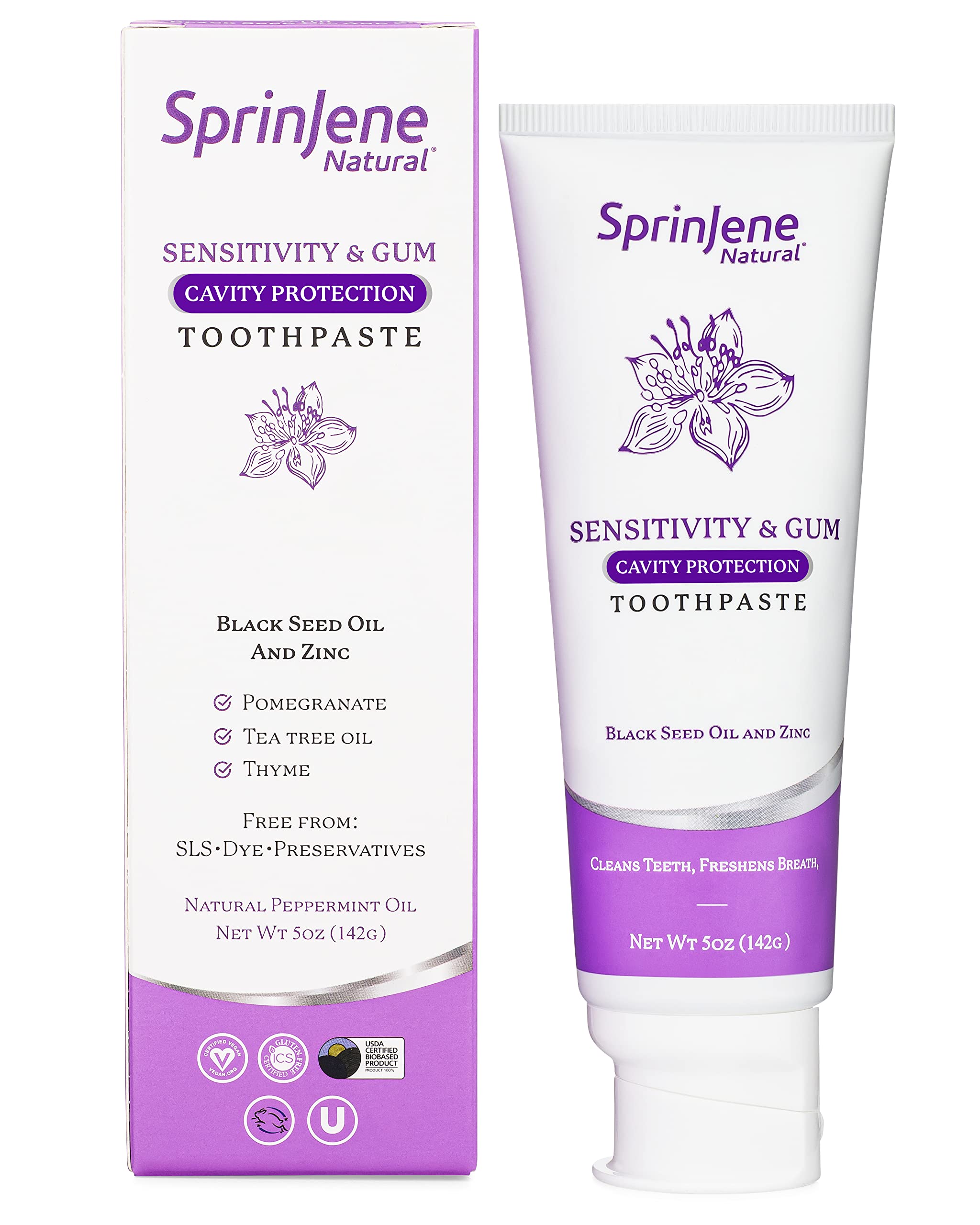Buy New and Improved SprinJene Natural Toothpaste, Cavity Protection
