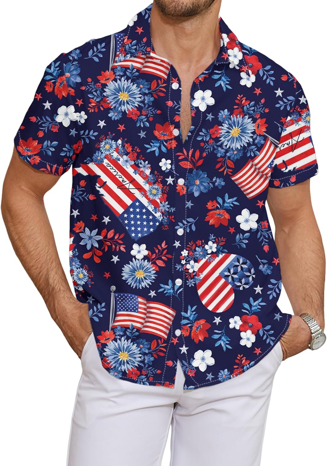 Hawaiian Shirt for Men Summer Vacation Beach Shirts Short Sleeve Button Up