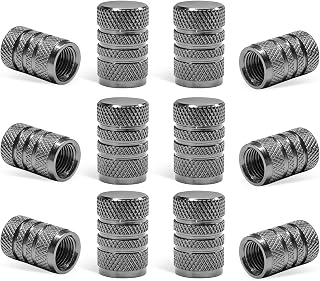 12 PCS Tire Valve Stem Caps, Aluminum Alloy Auto Wheel Stem Covers Exterior Decoration, Universal Tire Valve Caps Dust Covers Replacement for Most Cars Trucks SUVs (Gray)
