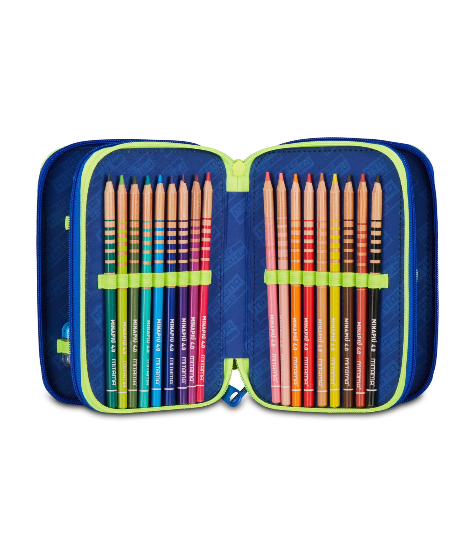 Mitama Astuccio Scuola 3 Scomparti, CYBERSHARK, Contenuto 47 pz, Completo di Matite, Pennarelli, Portapenne Scuola Elementare Bambino