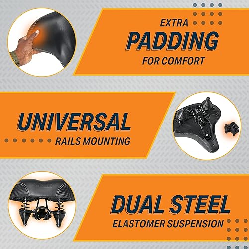 Miniatura 3 de Bikeroo Asiento de bicicleta de ejercicio para asiento de bicicleta para mayor comodidad, cojín ancho acolchado cómodo para hombres y mujeres,