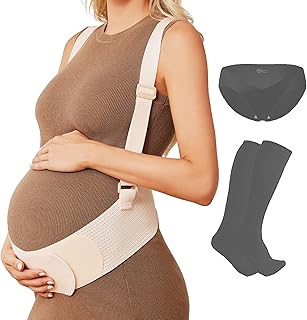 Belly Bands for Pregnant Women, Breathable Pregnancy Belly Support Belt with Adjustable Straps, Back Support, Pelvic Support Belt for Pregnancy (Beige, Large)
