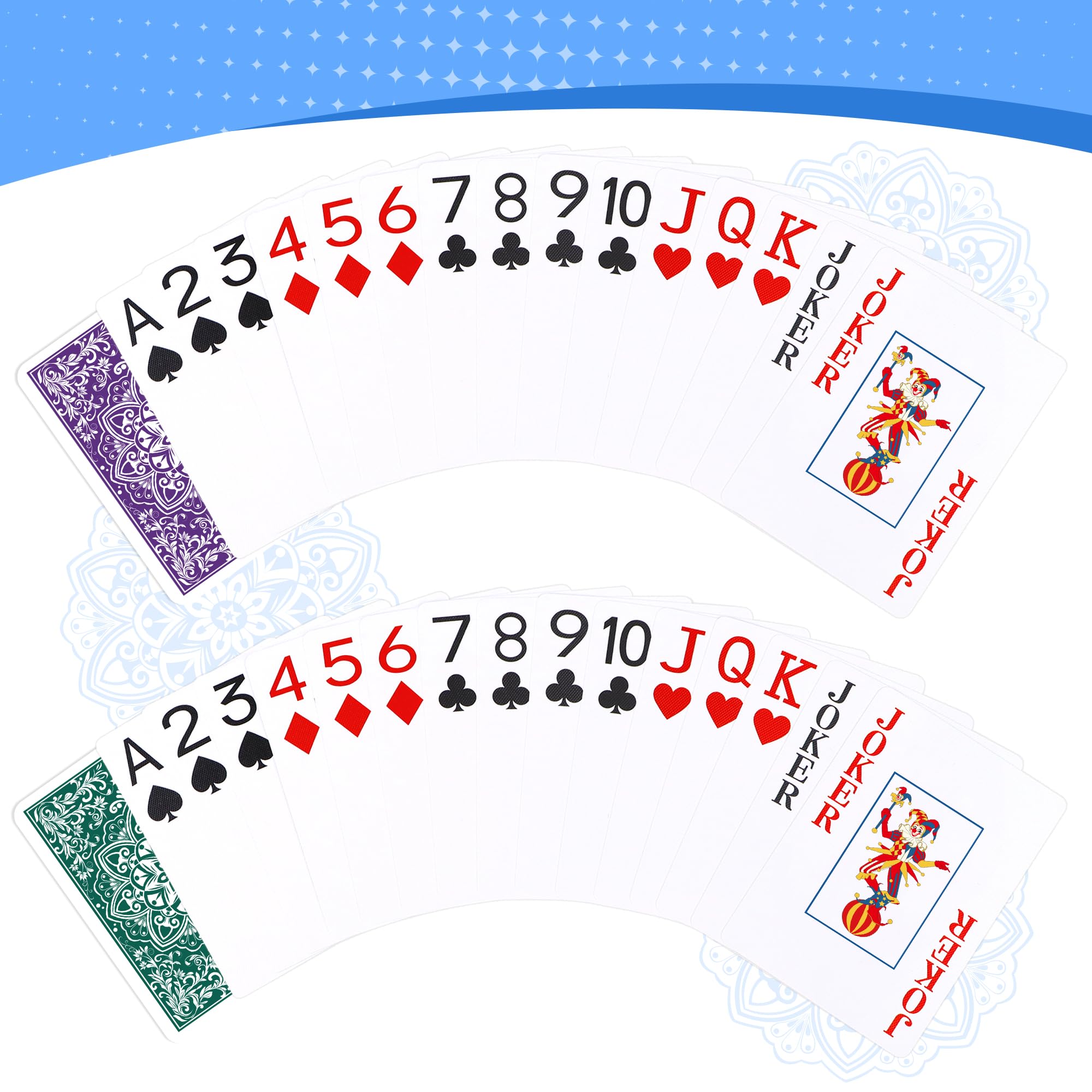 Aomaic Playing Cards 2 Deck of Cards Poker Cards Jumbo Poker Size Large Print Playing Cards for Adults Seniors Card Games for Family Game Night Table Games Magic Casino Theme Party - Image 3